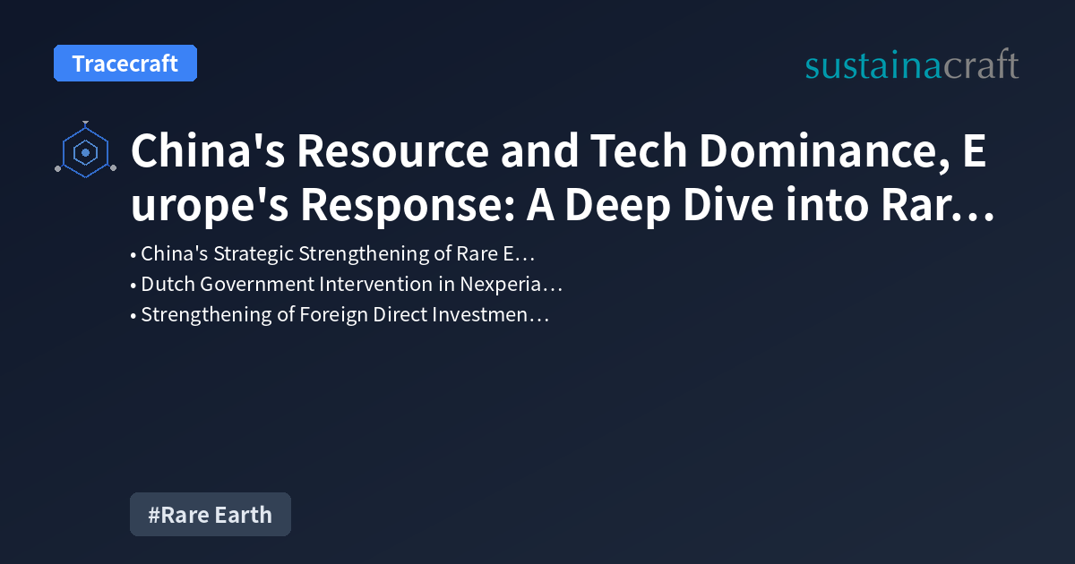 China's Resource and Tech Dominance, Europe's Response: A Deep Dive into Rare Earth Regulations and the Nexperia Case