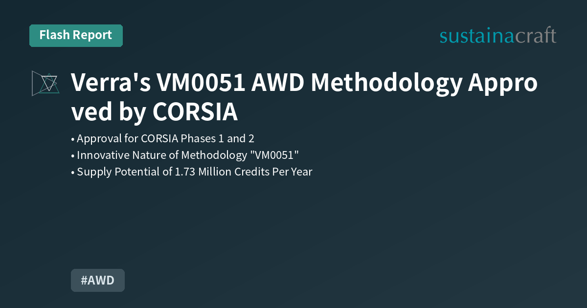 Verra's VM0051 AWD Methodology Approved by CORSIA