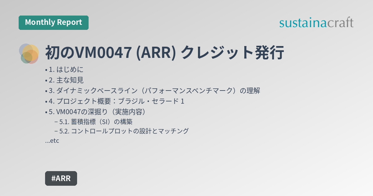 初のVM0047 ARRクレジット発行