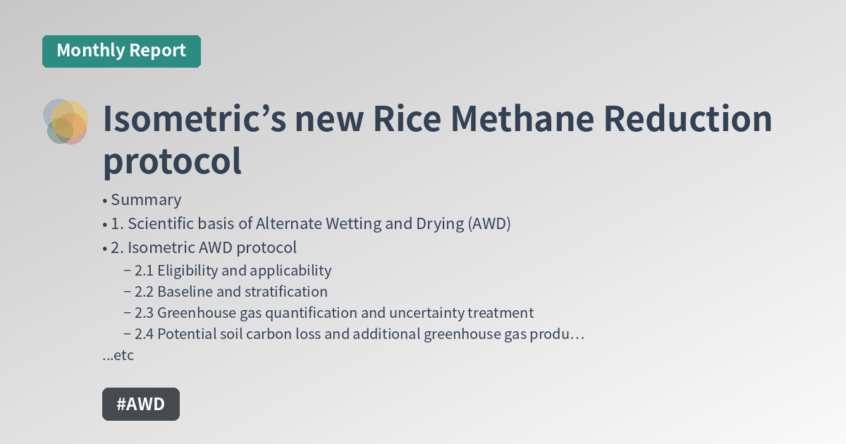 Isometric’s new Rice Methane Reduction protocol