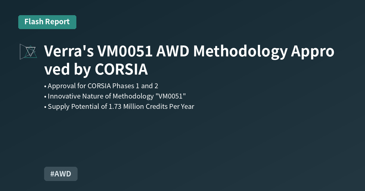 Verra's VM0051 AWD Methodology Approved by CORSIA