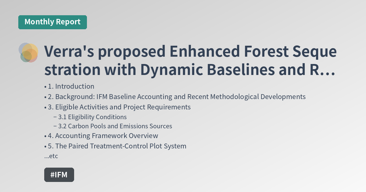 Verra's proposed Enhanced Forest Sequestration with Dynamic Baselines and Randomized Control Trials