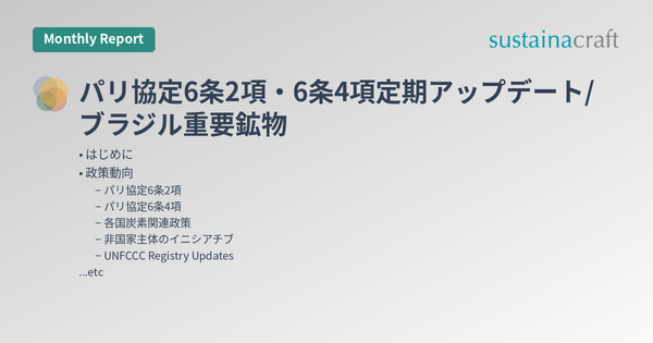パリ協定6条2項・6条4項定期アップデート/ブラジル重要鉱物