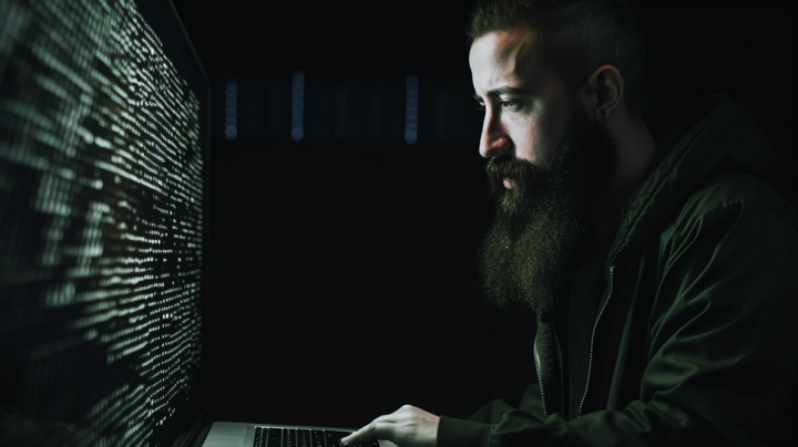 A hacker watchs the output of his terminal