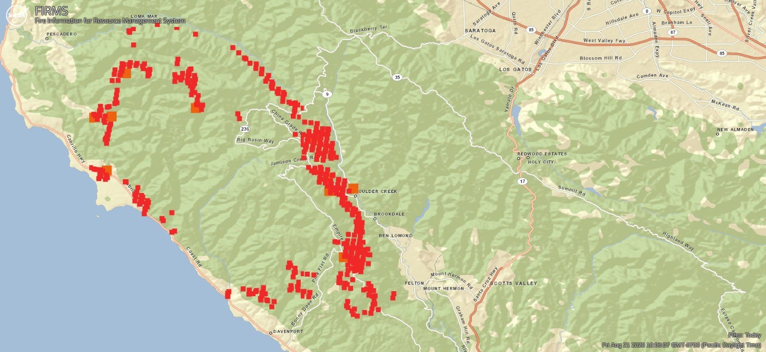 The previous map, but the red oval outline near the coast is skinnier and broken-up.