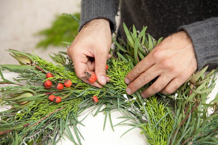 How to Make a Holiday Wreath Using Plants from Your Yard
