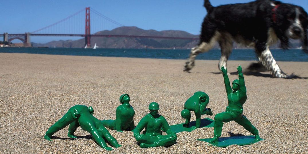 Photos: Green Army Men Practicing Yoga