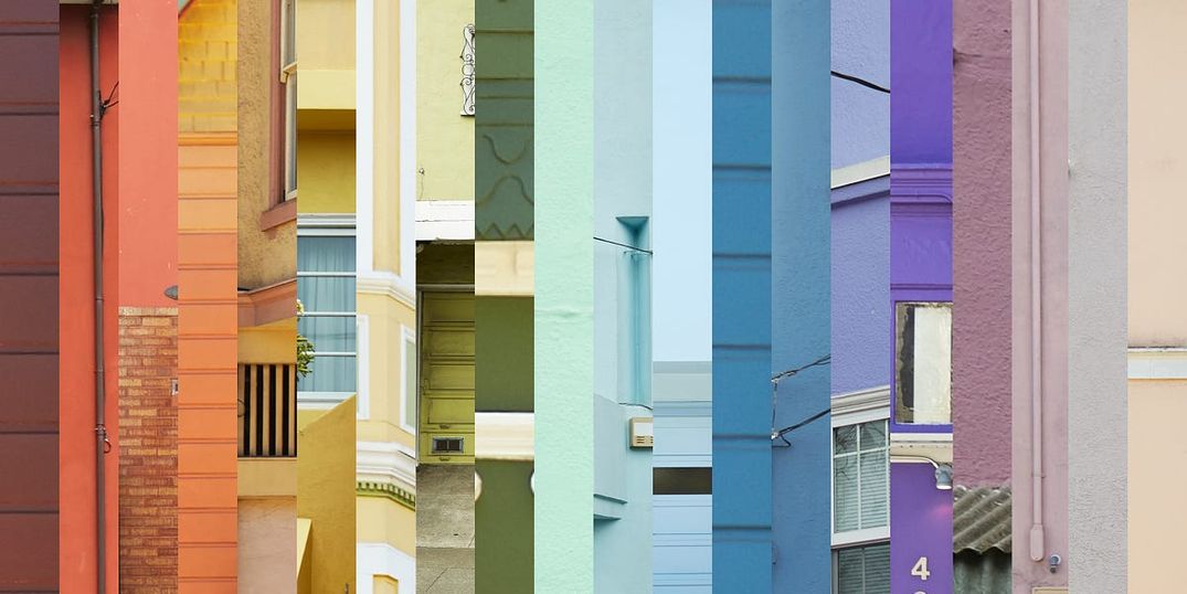 SF Houses Collaged into a Rainbow