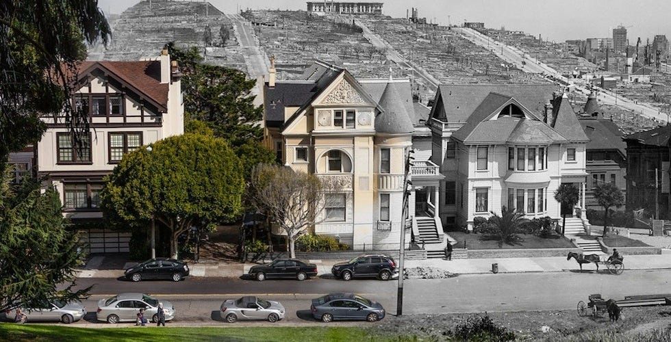 1906 Earthquake Photos Merged With Modern San Francisco