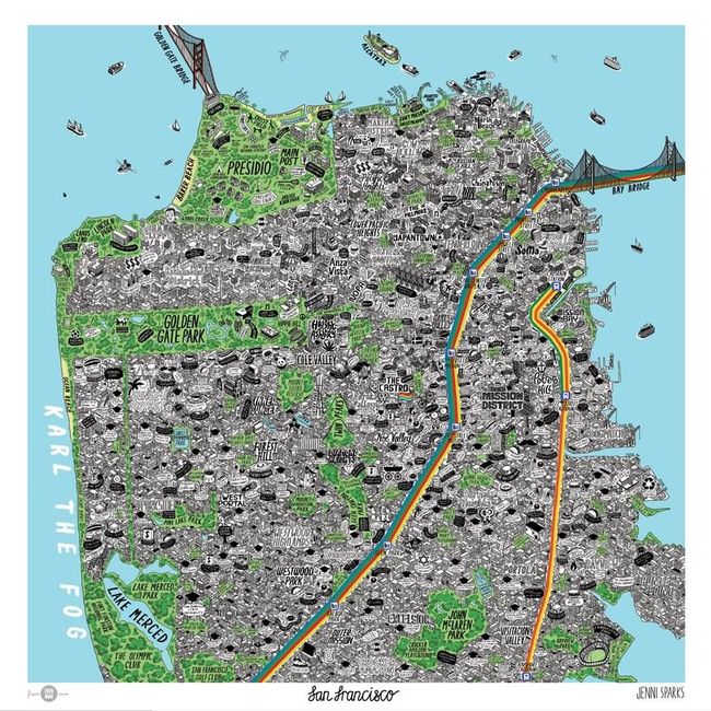 Mind-Blowingly Detailed Hand-Drawn Map of San Francisco