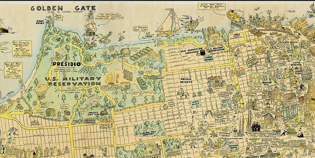 1927 Cartoon Map of SF is Awesome and Adorable
