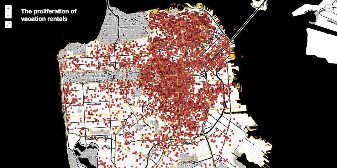 There Are Over 5,000 Airbnb Rentals in SF According to a New Map