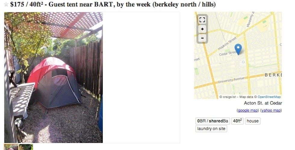 Renting a Tent in the Bay Area Now $700/Month
