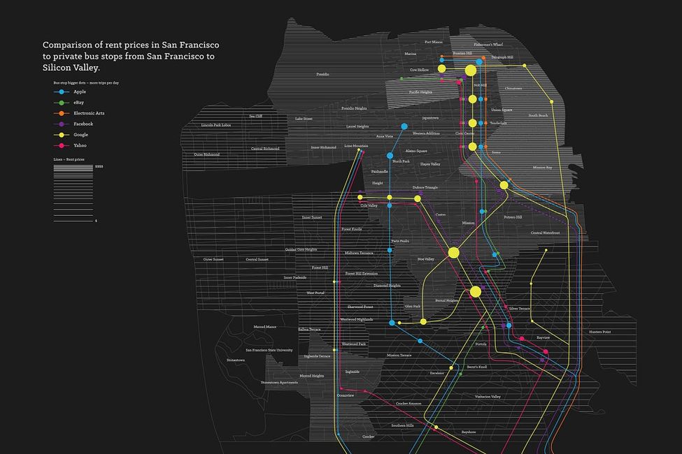 Map Shows SF Rent Prices vs. Shuttle Locations