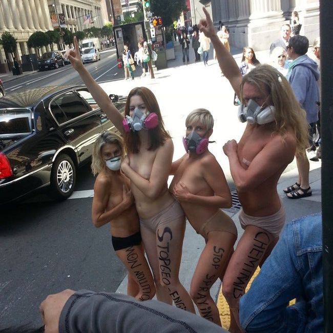 There Was a Naked Protest Against Chemtrails (slightly NSFW)