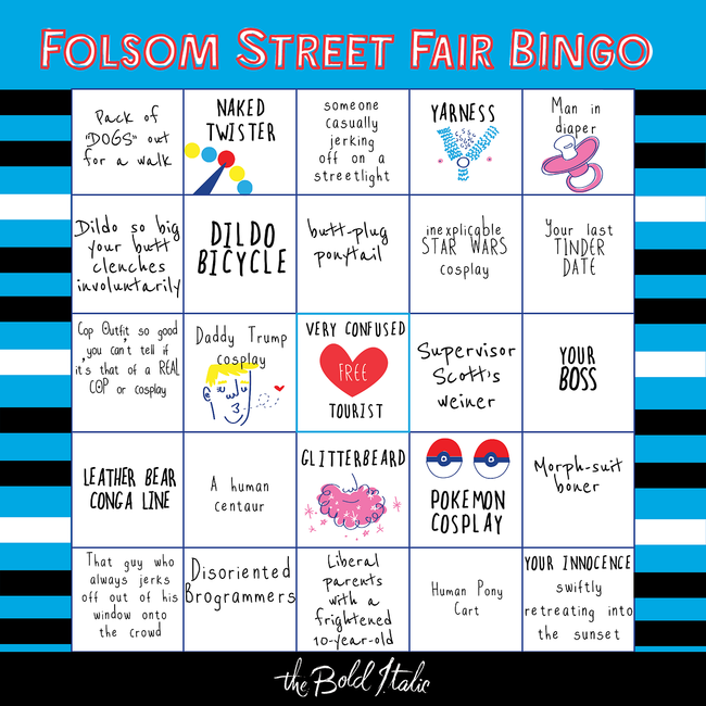 The Folsom Street Fair Bingo Card