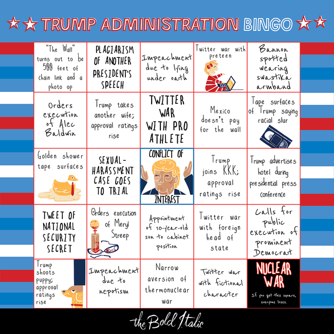 The Trump Administration Bingo Card