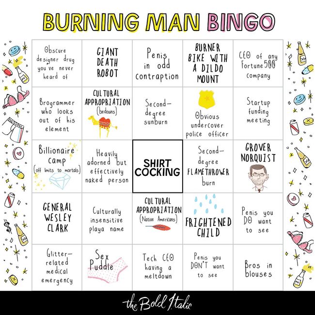 The Burning Man Bingo Card