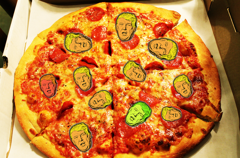 I Went Undercover to a Trump Campaign Debate Party at Round Table Pizza, and I Foresaw the End Times