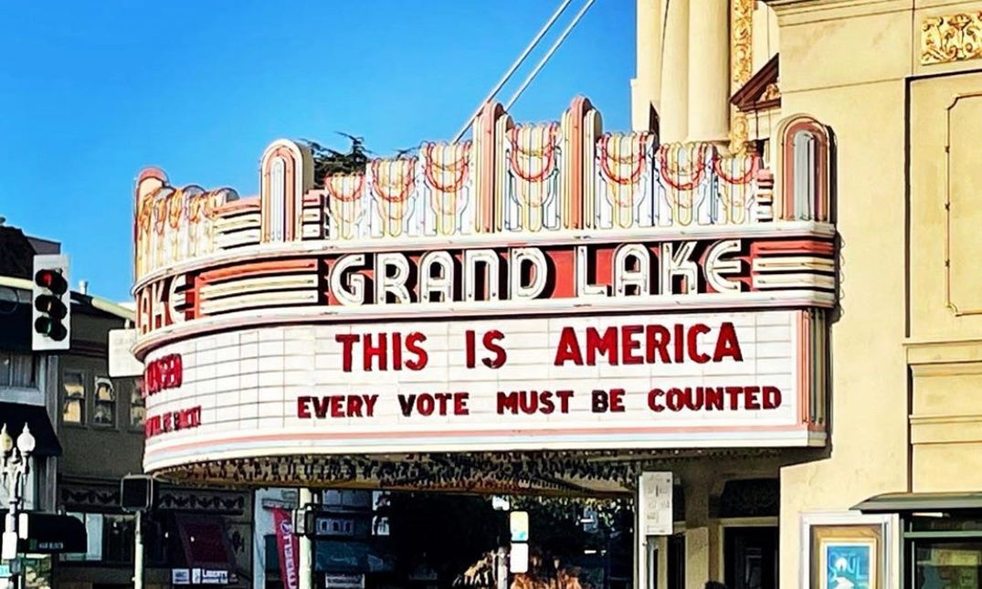 Oakland’s Grand Lake Theatre Displays Same Message on Marquee as 20 Years Ago