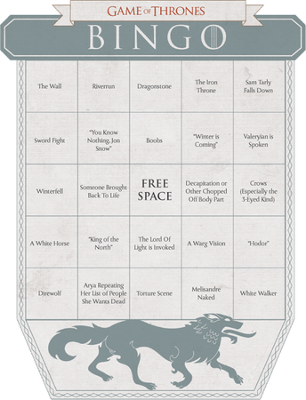 Image of: Play Game of Thrones Bingo!