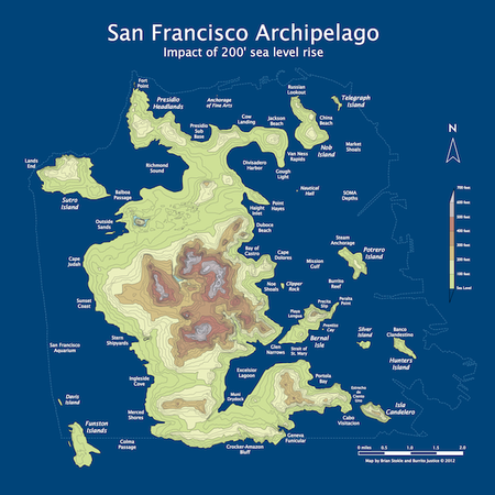 Image of: Beautiful Map Imagines San Francisco Submerged