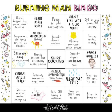 Image of: The Burning Man Bingo Card