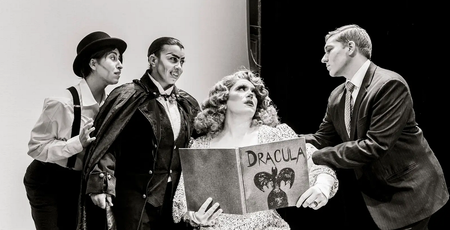 Image of: Dragcula is a black-and-white monster movie come to life