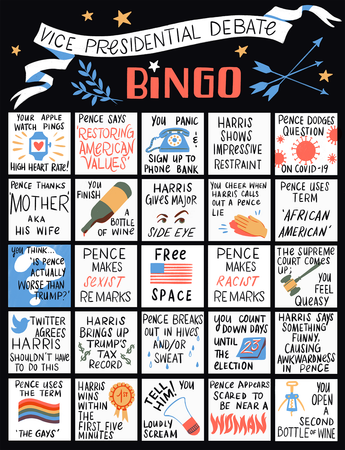 Image of: The 2020 Vice Presidential Debate Bingo Card (Or Drinking Game)