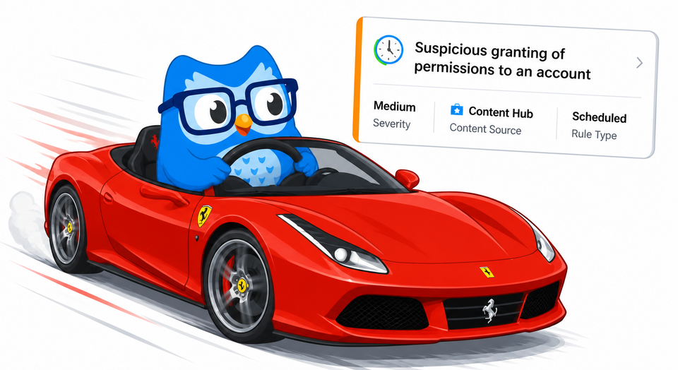 Fixing the "Suspicious granting of permissions to an account" Analytic Rule