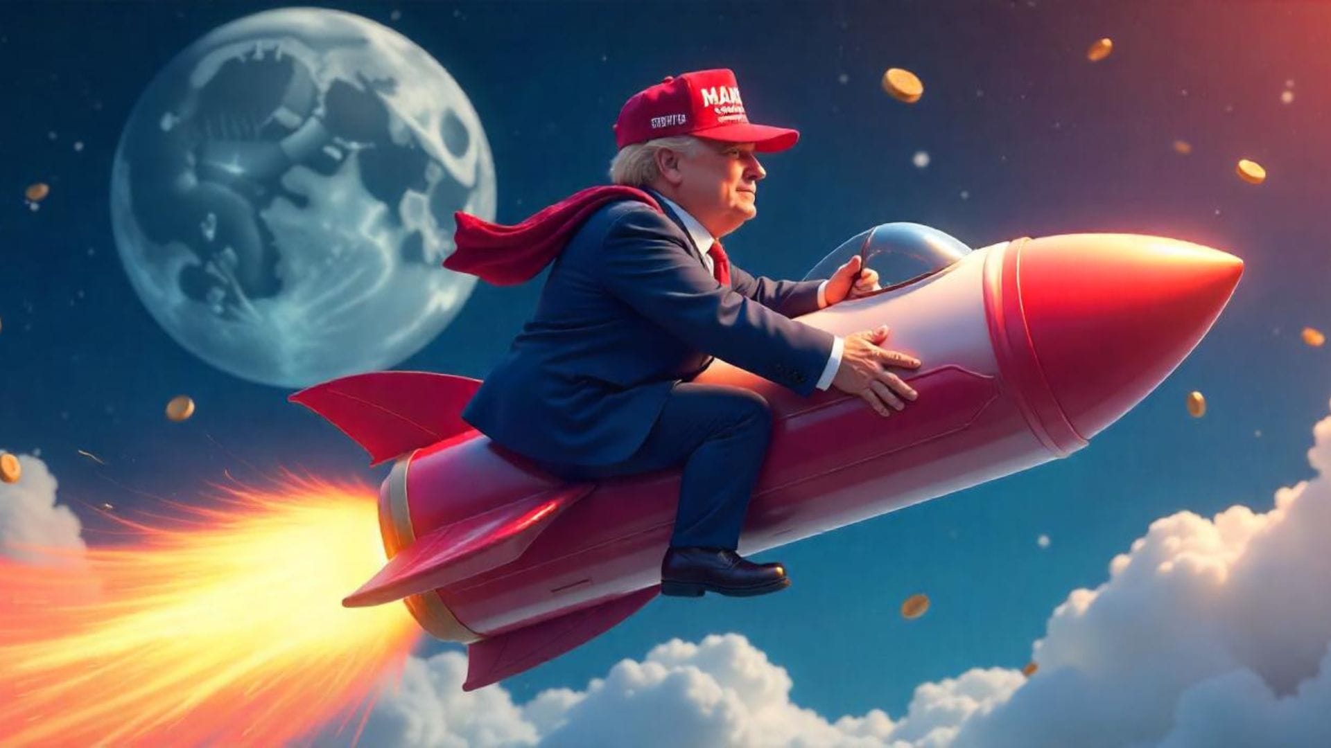 A graphic image for Trump Memecoin