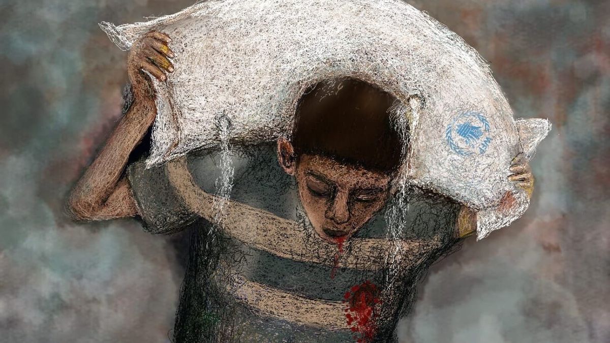 Gaza artist creates under bombardment as her work travels without her