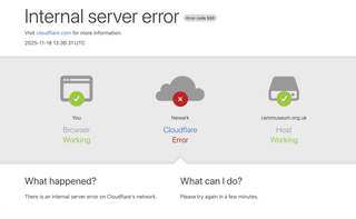 A screenshot shows the error message seen when visiting certain museum websites Tuesday morning