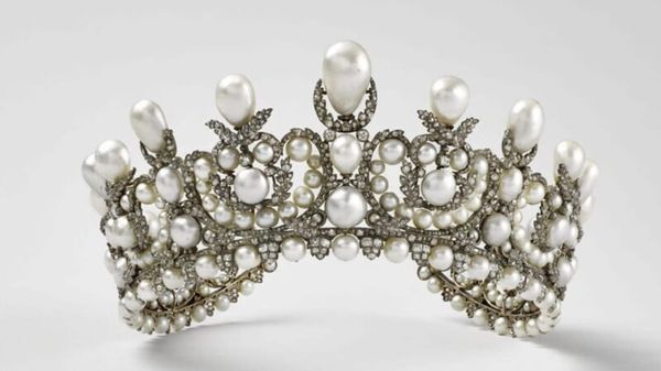 French crown jewels are pictured against a white background