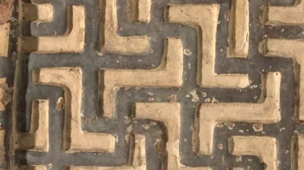 A cropped image of an ancient polychrome terracotta relief fragments repatriated to Turkey from the Virginia Museum of Fine Arts