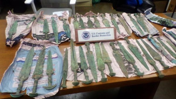 Bronze-age swords are pictured after being seized by CBP