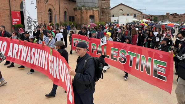 Pro-Palestine protestors demand end to ‘artwashing’ at the Venice Biennale