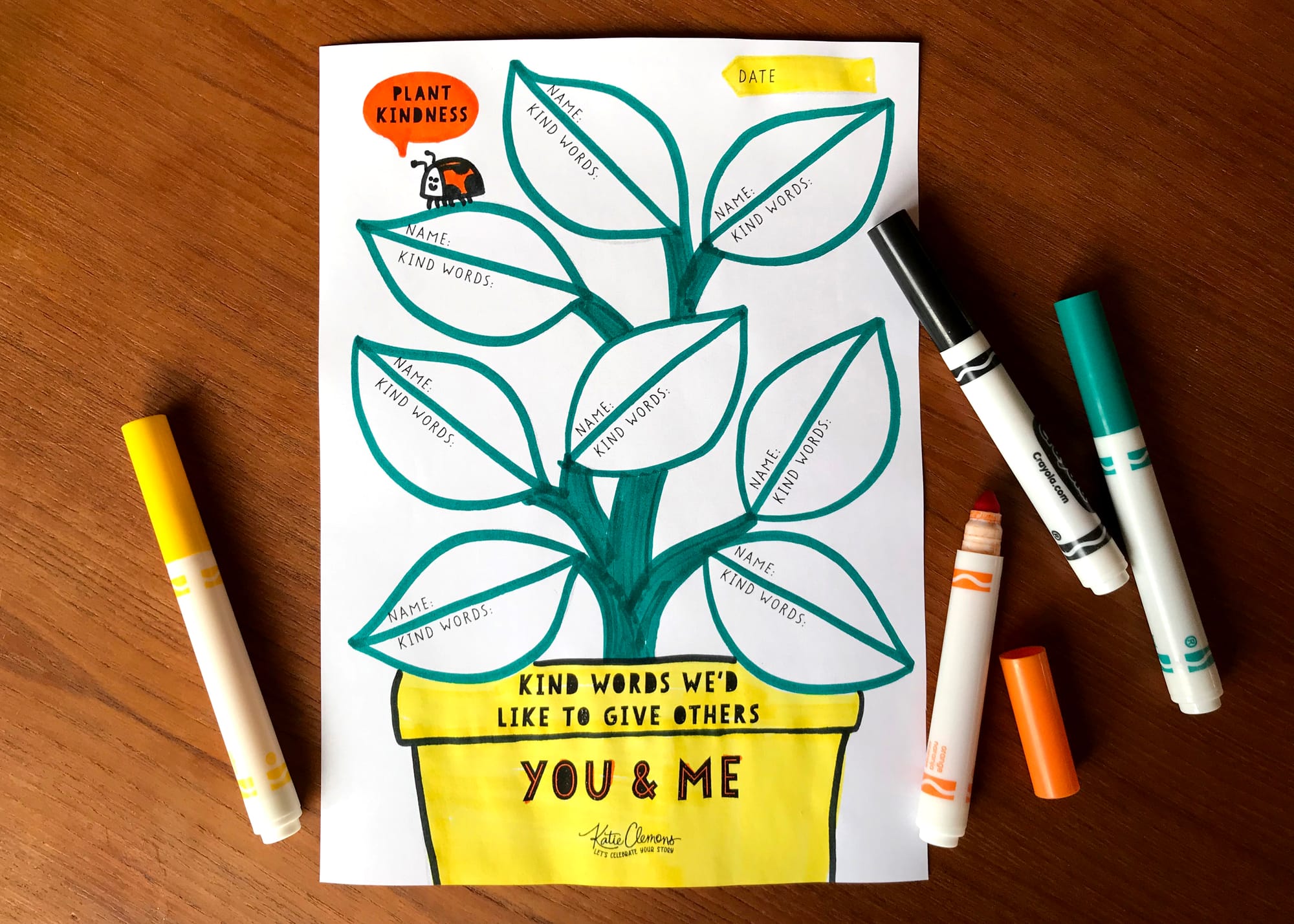 Colored kind words sign