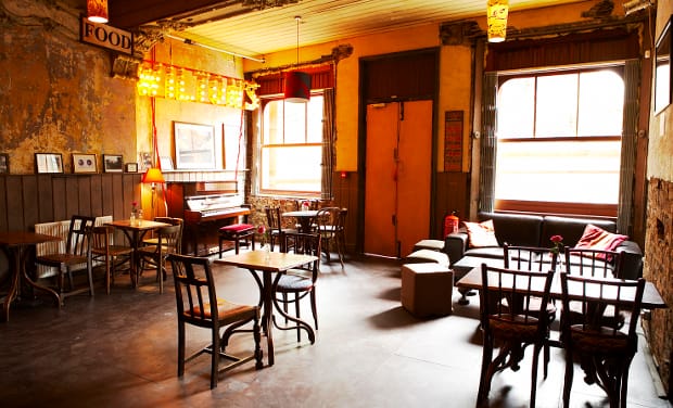 The Mahogany Bar, Wilton's Music Hall. Photograph: James Perry