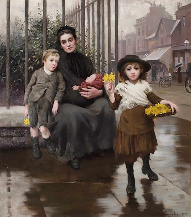 The Pinch of Poverty by Thomas Benjamin Kennington 1891. Credit: The Foundling Museum