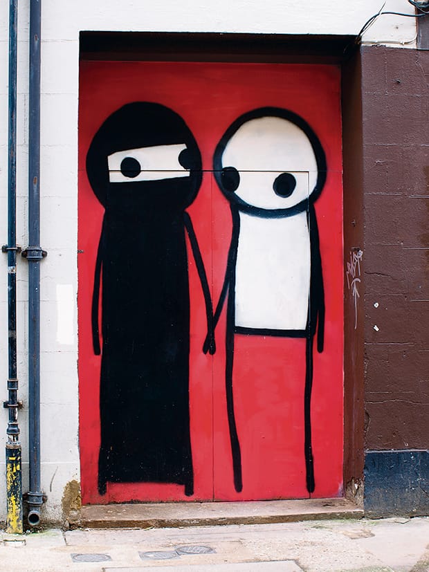 A Couple Hold Hands in the Street, by Stik. Photograph: Claude Crommelin