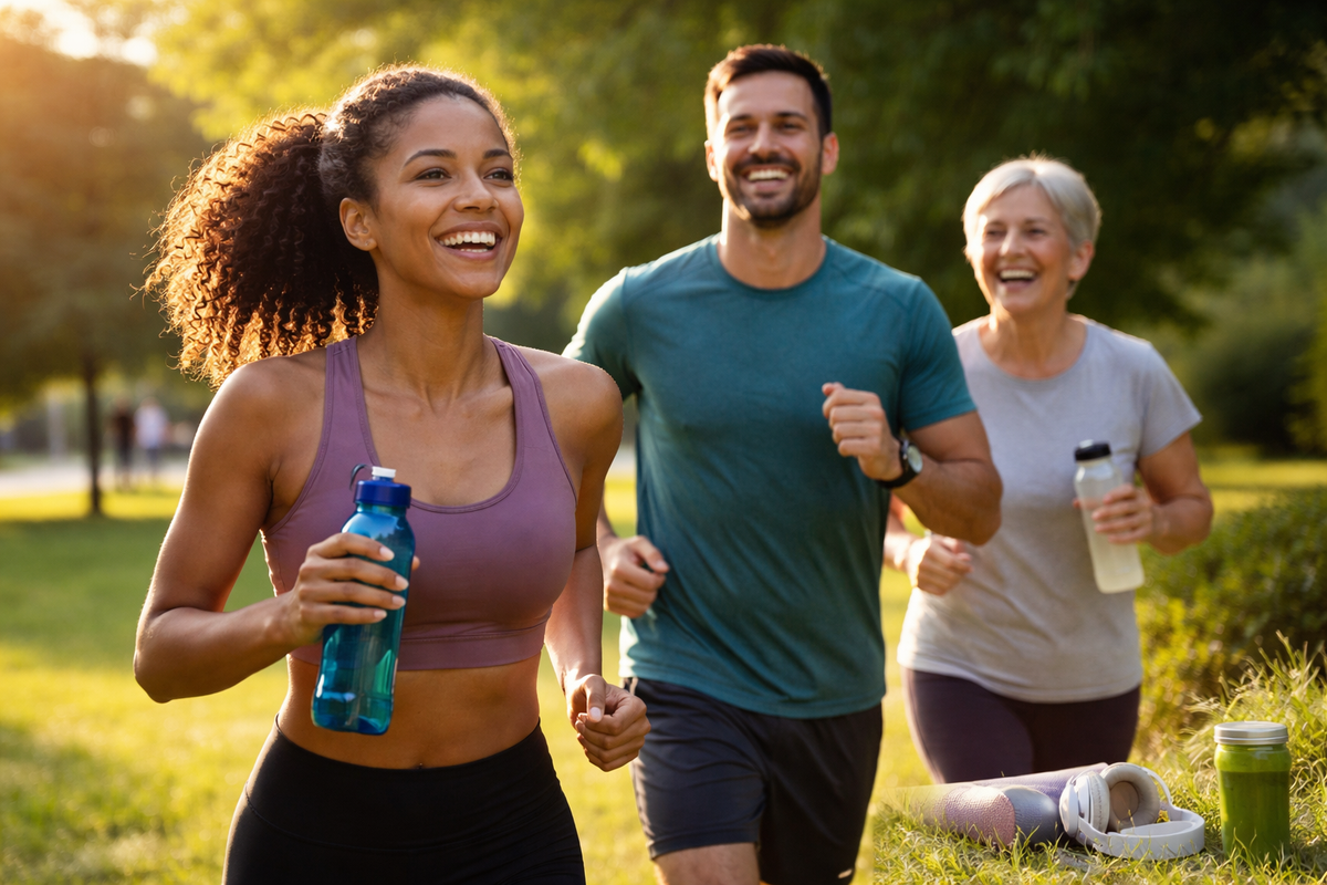 Woman walking on a sunlit trail in Franklin, Tennessee in spring
