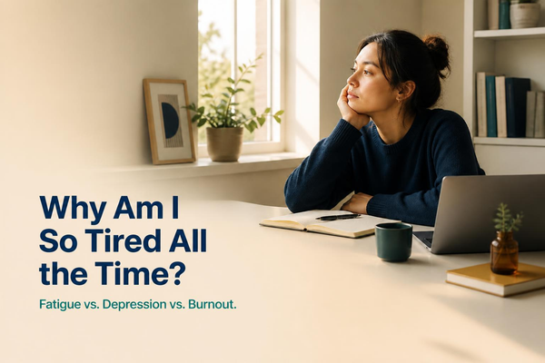 Professional engaged in contemplative thinking about why am I so tired all the time