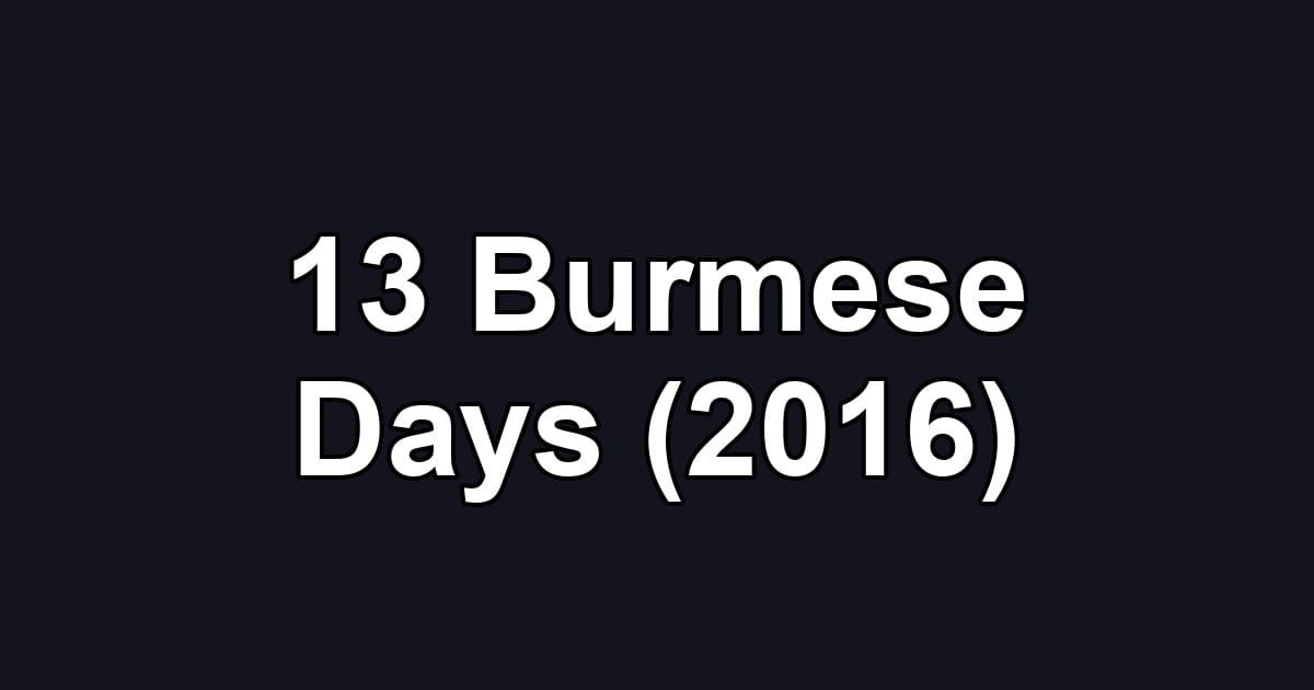 13 Burmese Days (2016)