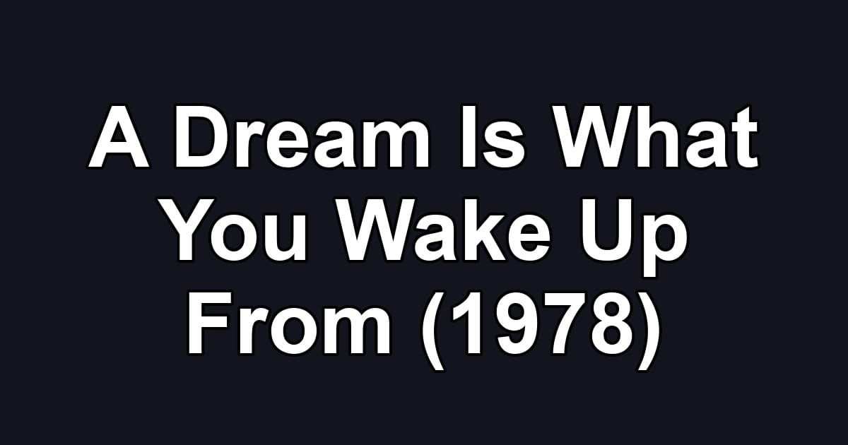 A Dream Is What You Wake Up From (1978)