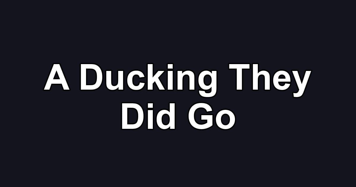 A Ducking They Did Go