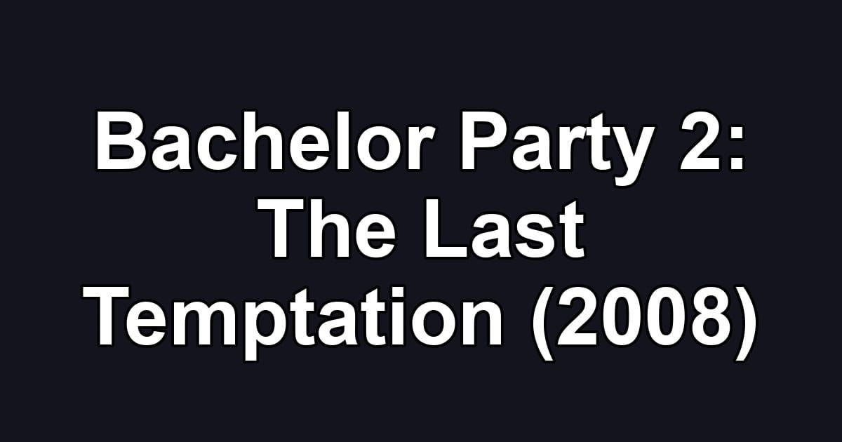 Bachelor Party 2: The Last Temptation (2008)
