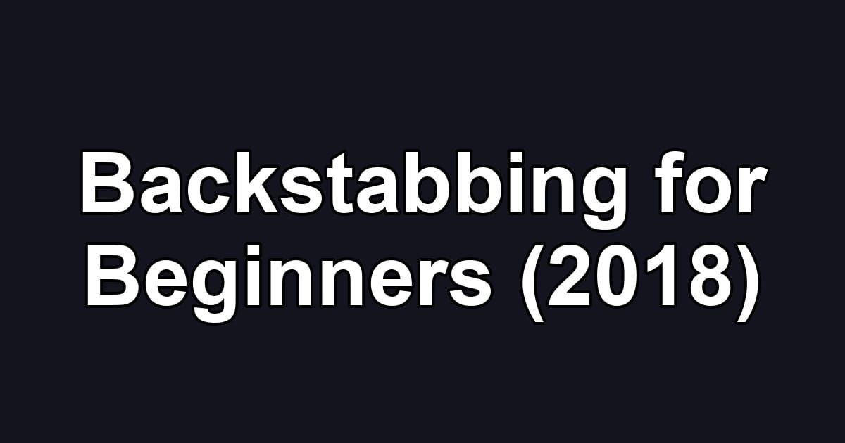 Backstabbing for Beginners (2018)