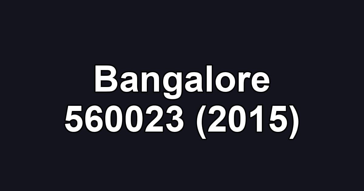 Bangalore 560023 (2015)