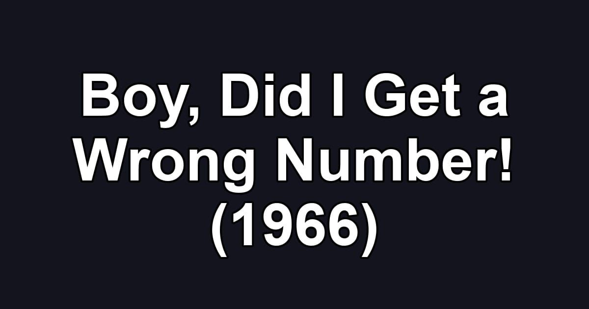Boy, Did I Get a Wrong Number! (1966)